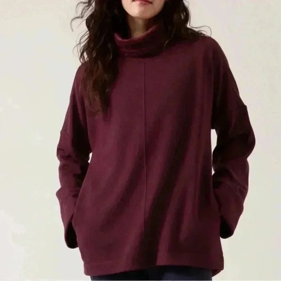 Athleta Sweaters - KARMA FUNNEL NECK SWEATSHIRT spiced Cabernet size Medium Athleta